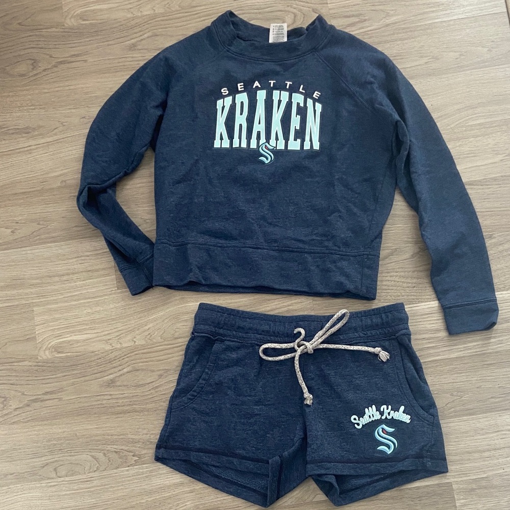 Seattle Kraken Navy Blue Sweatshirt and Shorts Set